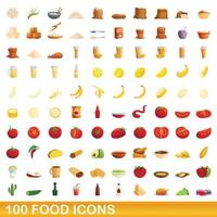 conjunto de 100 ícones de comida, estilo cartoon vetor