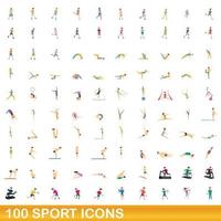 conjunto de 100 ícones do esporte, estilo cartoon vetor