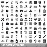 conjunto de 100 ícones da empresa, estilo simples vetor