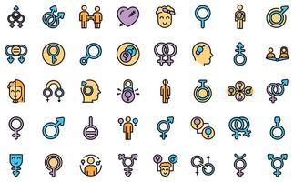 ícones de identidade de gênero definir vetor de cor de linha