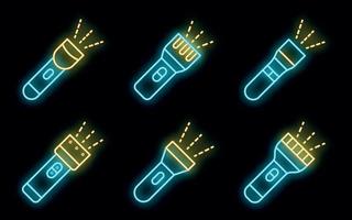 ícones de lanterna definir vetor neon