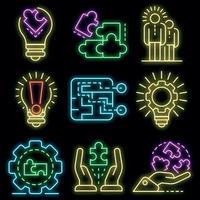 conjunto de ícones de solução neon vector