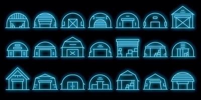 conjunto de ícones de hangar neon vector