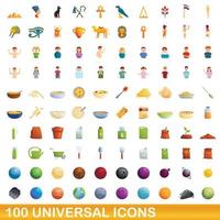 conjunto de 100 ícones universais, estilo cartoon vetor