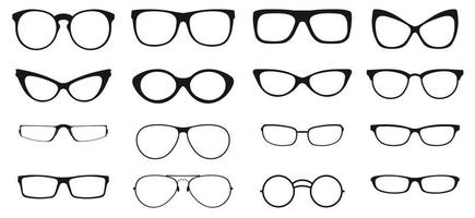 conjunto de silhueta de óculos vetor