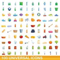 conjunto de 100 ícones universais, estilo cartoon vetor