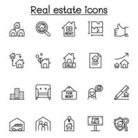 ícone imobiliário definido em estilo de linha fina