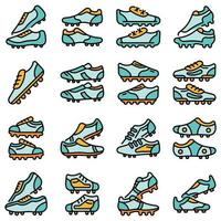 conjunto de ícones de botas de futebol vetor plano