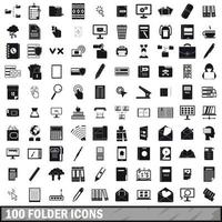 conjunto de 100 ícones de pasta, estilo simples vetor