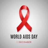 1º de dezembro dia mundial da aids. ajuda a fita vermelha do símbolo de conscientização. ilustração vetorial. vetor
