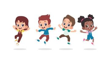 grupo de crianças felizes pulando vetor