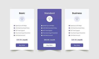 tabelas de preços e modelo de planos para o site vetor