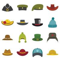 ícones de chapéu de cocar definidos em estilo simples vetor