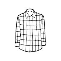 camisa xadrez doodle desenhada de mão. vetor