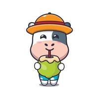 personagem de mascote de desenho animado de vaca fofa bebe coco vetor