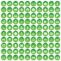 100 ícones de público definir círculo verde vetor