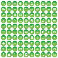 100 ícones de centro de serviço automático definir círculo verde vetor