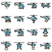 conjunto de ícones de helicóptero de resgate plano de vetor