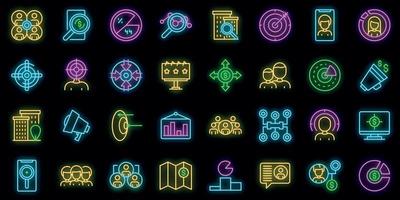 conjunto de ícones do público-alvo vector neon