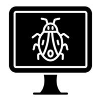 ícone de glifo de bug de computador vetor
