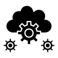 ícone de glifo de configuração de nuvem vetor