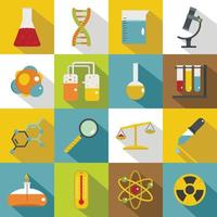 conjunto de ícones de laboratório químico, estilo simples vetor