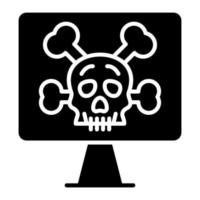 ícone de glifo hackeado por computador vetor