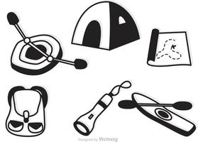 Vector de ícones de acampamento e recreação