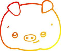 desenho de linha de gradiente quente desenho animado porco feliz vetor