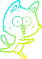 linha de gradiente frio desenhando gato de desenho animado engraçado vetor