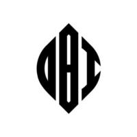 design de logotipo de carta círculo obi com forma de círculo e elipse. letras de elipse obi com estilo tipográfico. as três iniciais formam um logotipo circular. obi círculo emblema abstrato monograma carta marca vetor. vetor