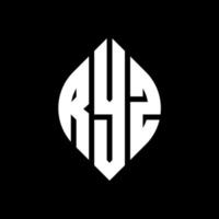 design de logotipo de carta de círculo ryz com forma de círculo e elipse. letras de elipse ryz com estilo tipográfico. as três iniciais formam um logotipo circular. ryz círculo emblema abstrato monograma carta marca vetor. vetor