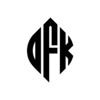 ofk design de logotipo de carta círculo com forma de círculo e elipse. letras de elipse ofk com estilo tipográfico. as três iniciais formam um logotipo circular. ofk círculo emblema abstrato monograma carta marca vetor. vetor