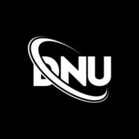 logotipo dn. dn carta. design de logotipo de letra dnu. iniciais dnu logotipo ligado com círculo e logotipo monograma maiúsculo. dnu tipografia para marca de tecnologia, negócios e imóveis. vetor