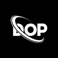 logotipo dop. carta dop. design de logotipo de carta dop. iniciais dop logotipo ligado com círculo e logotipo monograma maiúsculo. tipografia dop para marca de tecnologia, negócios e imóveis. vetor