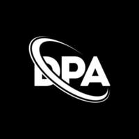 logotipo dpa. carta dpa. design de logotipo de carta dpa. iniciais dpa logotipo ligado com círculo e logotipo monograma maiúsculo. tipografia dpa para marca de tecnologia, negócios e imóveis. vetor