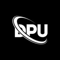 logotipo dpu. carta dpu. design de logotipo de letra dpu. iniciais dpu logotipo ligado com círculo e logotipo monograma em maiúsculas. tipografia dpu para marca de tecnologia, negócios e imóveis. vetor