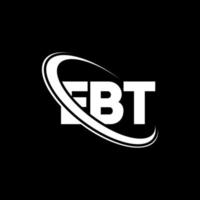 logotipo ebt. carta ebt. design de logotipo de carta ebt. iniciais ebt logotipo ligado com círculo e logotipo monograma maiúsculo. tipografia ebt para marca de tecnologia, negócios e imóveis. vetor