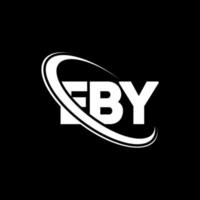 logotipo eby. por carta. design de logotipo de carta eby. iniciais eby logotipo ligado com círculo e logotipo monograma maiúsculo. tipografia eby para marca de tecnologia, negócios e imóveis. vetor