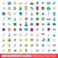 conjunto de 100 ícones científicos, estilo cartoon vetor