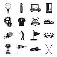conjunto de ícones de itens de golfe, estilo simples
