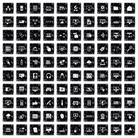 conjunto de 100 ícones de computador, estilo grunge vetor