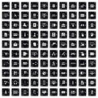 conjunto de 100 ícones de banco de dados, estilo grunge vetor