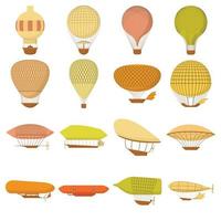 conjunto de ícones de balões de dirigível, estilo cartoon vetor