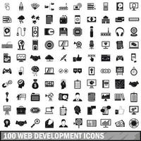 conjunto de 100 ícones de desenvolvimento web, estilo simples vetor