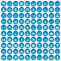 100 ícones de investigação criminal definidos em azul vetor