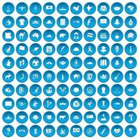 100 ícones de marcos definidos em azul vetor