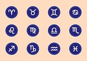 elementos do horóscopo. signos estelares para o horóscopo da astrologia. coleção de calendário astrológico, ilustração vetorial de constelação do horóscopo. símbolos do zodíaco para logotipo ou ícones. vetor