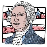 feliz dia do presidente, ilustração em vetor presidente george washington no estilo doodle.