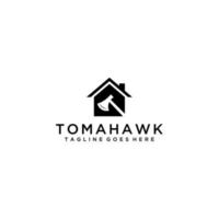 design de sinal de logotipo tomahawk e propriedades residenciais vetor